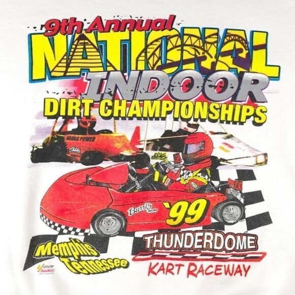Vintage Indoor Auto Racing Sweatshirt Mens Size XL 90s 1999 Dirt Championships - Picture 2 of 7